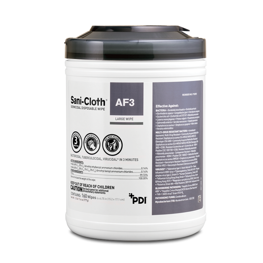 PDI SANI-CLOTH® AF3 GERMICIDAL DISPOSABLE WIPE 6" x 6¾" Large Wipe