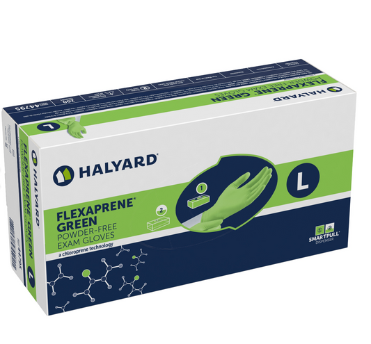 Halyard Flexaprene Green Gloves, Small, Case of 2000