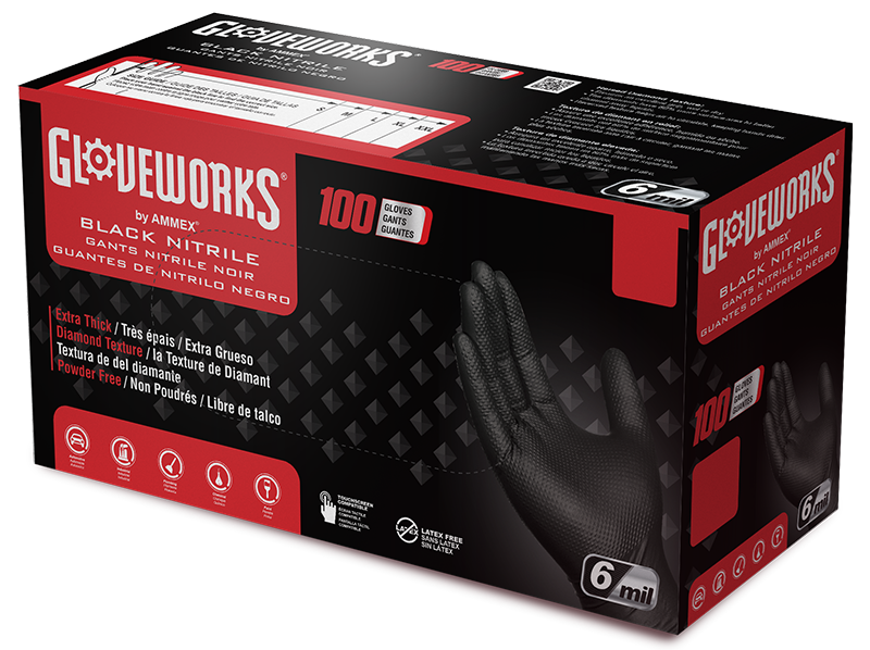 GLOVEWORKS® HD BLACK NITRILE INDUSTRIAL GLOVES CASE