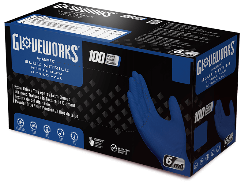 GLOVEWORKS® HD ROYAL BLUE NITRILE INDUSTRIAL GLOVES BOX