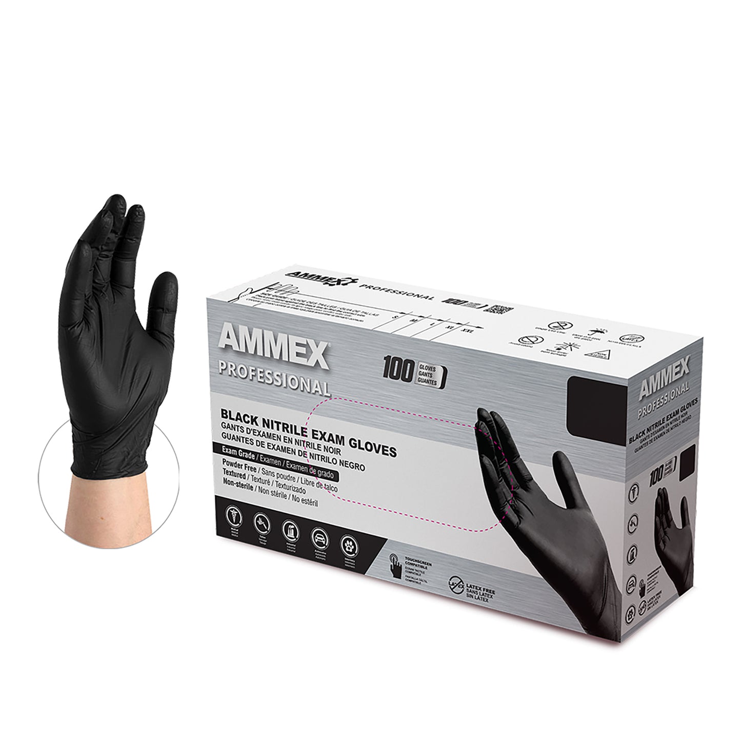 Ammex Professional Black Nitrile, Large