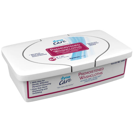 Dynarex Premoistened Adult Washcloths, 9" x 13" - Tub, 8/64/Cs