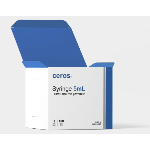 Ceros 1mL Syringes, Luer Lock Tip, Sterile Blister Pack, RX Only