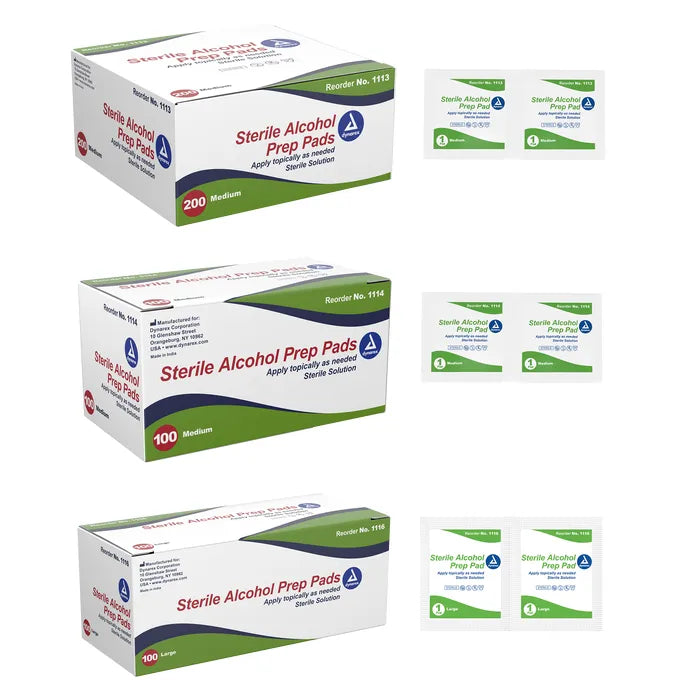 Dynarex Sterile Alcohol Prep Pads, Various Options